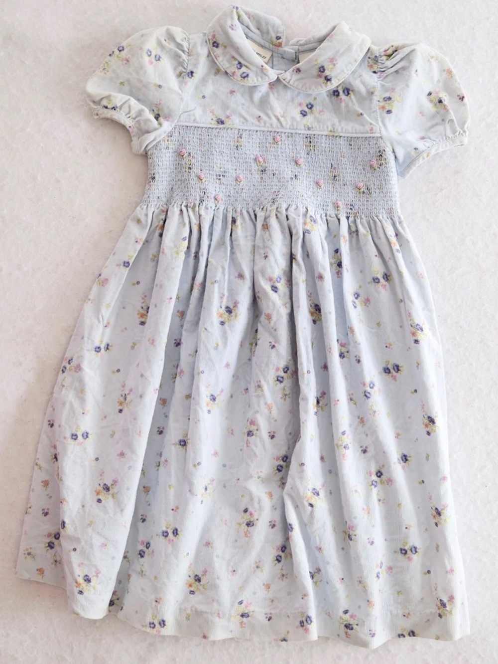 Vintage Laura Ashley Blue
Floral Smocked Corduroy
Dress, size 5